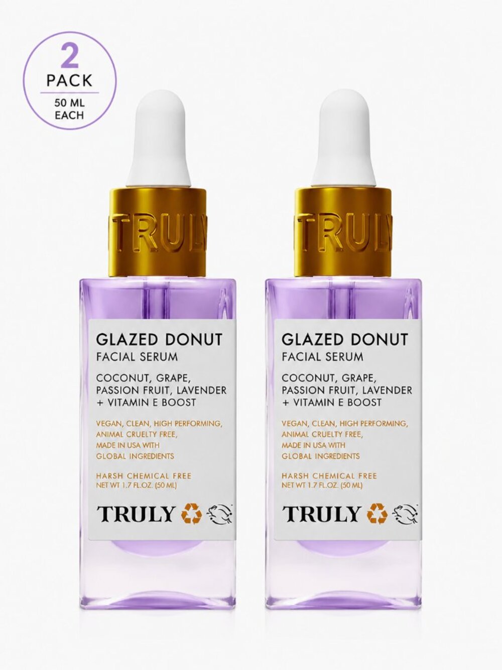 Truly Glazed Donut Facial Serum 2-Pack 1.7 fl oz / 50ml Each